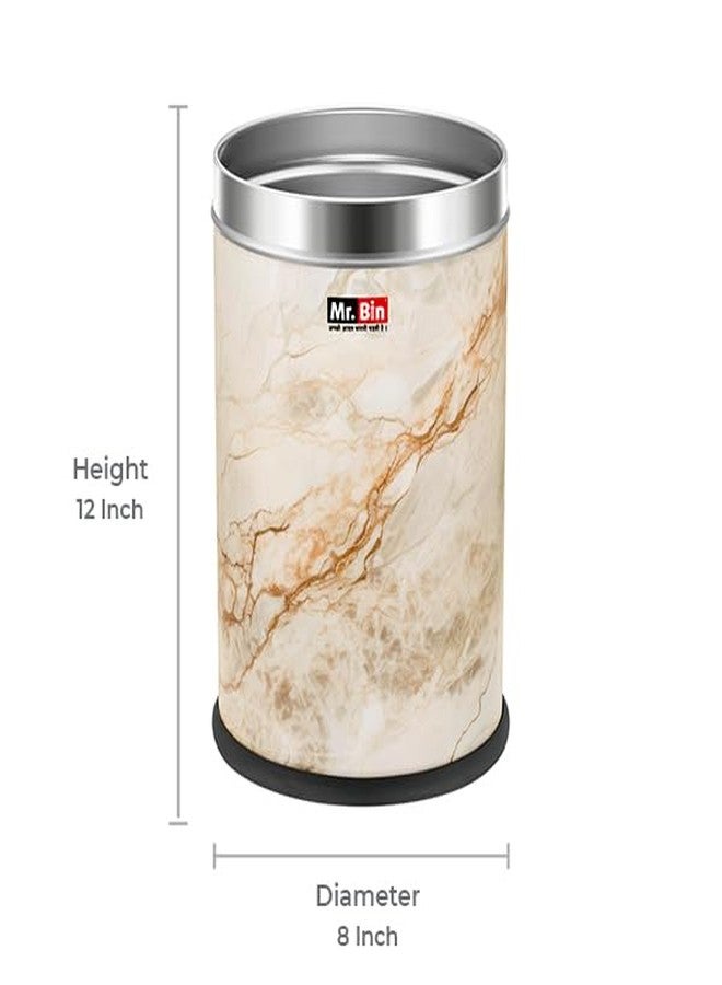 Mr. Bin Stainless Steel Rock Dustbin | Perforated Stainless Steel | 8" x 12" Garbage Bin | SS 202 Modular Trash Can | Round-Shape Dustbin for Home, Bathroom, Kitchen & Office | 5 Liter - Image 2